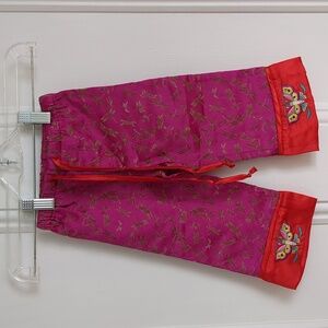 18M Mimi & Maggie Pink Red Gold Pants Shiny Dragonfly Drawstring Bottoms